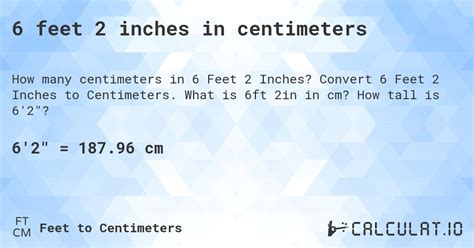 6ft2 in cm|6'2 to centimeters.